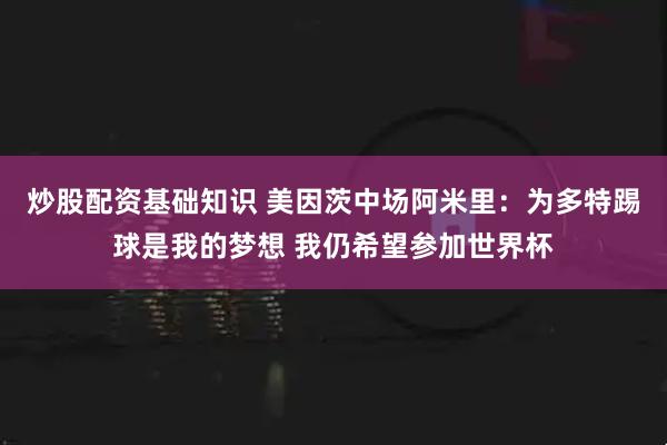 炒股配资基础知识 美因茨中场阿米里：为多特踢球是我的梦想 我仍希望参加世界杯